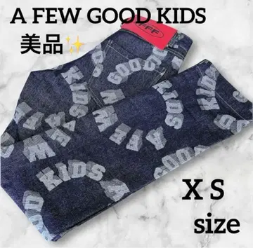 A FEW GOOD KIDS 로고 프린트 블루 데님 팬츠 XS 사이즈