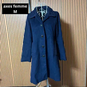 axes femme 네이비 롱 코트 레이스 옷깃