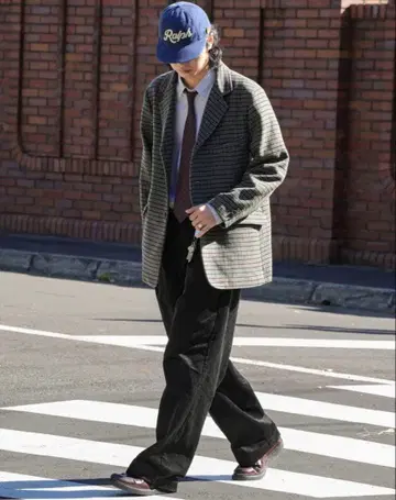 [ 새상품 ] Bleme 클래식 트위드 체크 테일러드 자켓 렘