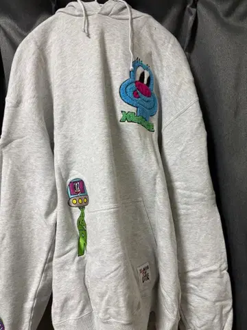 그레이 X-LARGE 자수 후드티