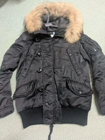 y2k goa 블루종 다운 인조 모피 가죽