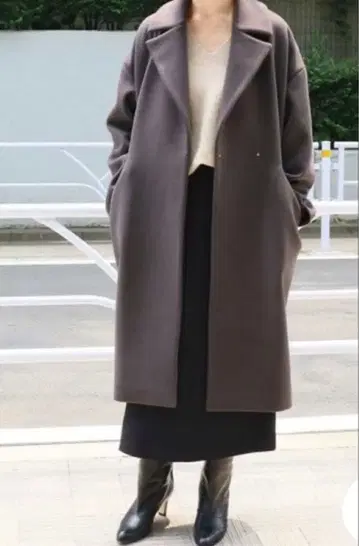 다크 브라운 오버 사이즈 롱 코트