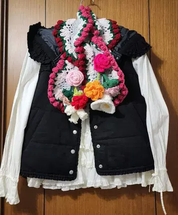 꽃 모티브 프릴 머플러 뜨개인형 사에라 SM2 핑크하우스 포테치노