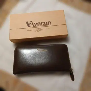 바큐어 브라운 천연 가죽 무지 장지갑 박스 포함