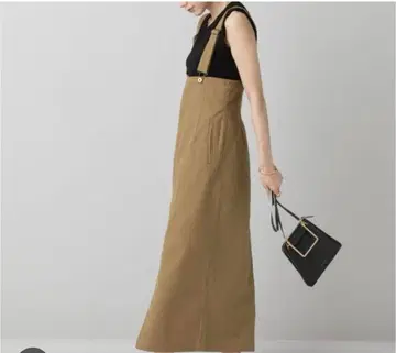 유니버셜 오버롤 코튼 살로펫 스커트 브라운 베이지