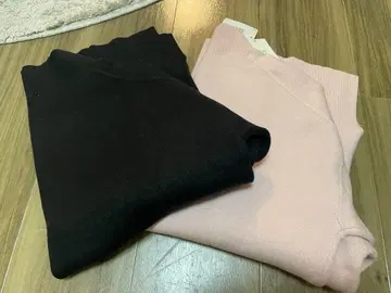 세탁 가능 보습 마쉬멜로우 터치 모크넥 2개 블랙 핑크 니트