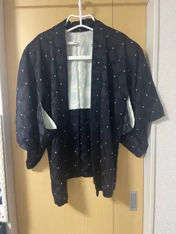 겉옷 블랙 격자 무늬 기모노