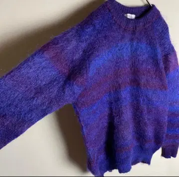 그라데이션 니트 울 혼방 보더 구제 의류 올 패턴 디자인 vintage