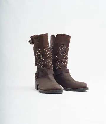 빈티지 스터드 힐 부츠 비쥬 이탈리아제