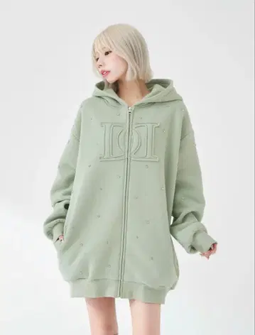 Darich DD 로고 비쥬 지퍼 후드티