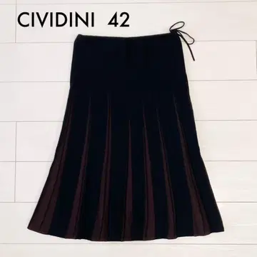 CIVIDINI 치비디니 플레어 스커트 울 블랙/브라운 42
