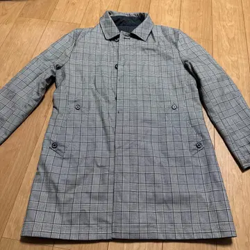 그레이 계열 체크 스텐카라 코트 코트 아우터