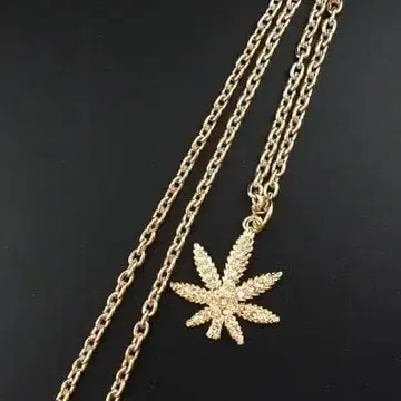 클리어 스톤 마리화나 간자 골드 목걸이