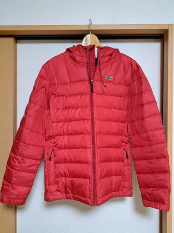 LACOSTE 후드 부착 빨간색 다운 자켓