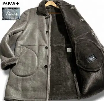 극레어템 Papas+ 파파스플러스 롱 무스탕 코트 LL 새상품급