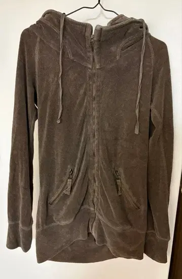 goa 후드티 파일 원단 브라운 후디 2way