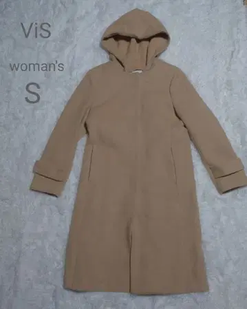 비스 후드 부착 울 혼방 심플 롱 코트 ( M )