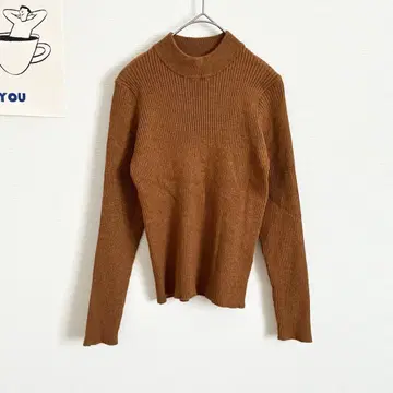 어반 리서치 하이넥 리브 니트 스웨터 심플 타이트 레이온