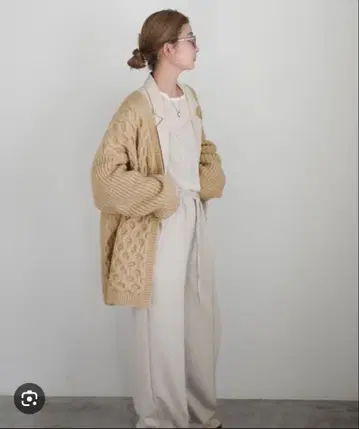 셀렉트 모카 케이블 니트 오버 사이즈 가디건