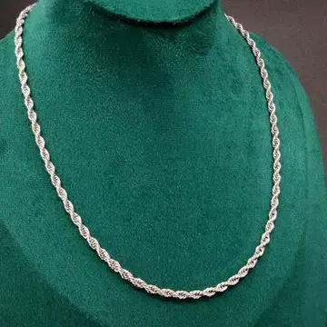 빈티지 실버 체인 로프 목걸이 심플 스파이럴