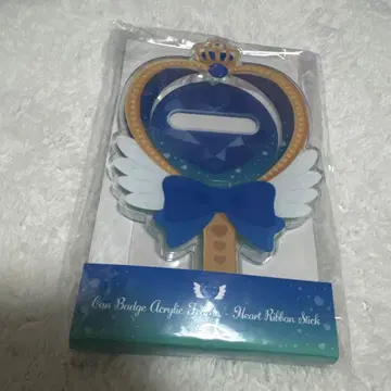 후쿠야 캔뱃지 아크릴 프레임 하트 리본 지팡이 블루 파랑