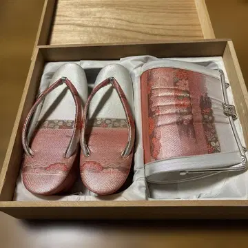 핑크 계열 일본 의류용 조리와 백 세트