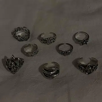 반지 8개 세트 액세서리 남성용 실버 스컬 반지