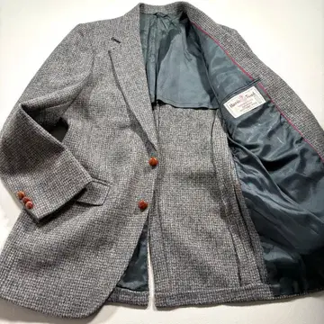 새상품급 해리스 트위드 호두 버튼 테일러드 자켓 파이핑 울