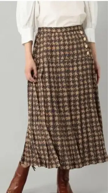 GRACE CONTINENTAL 체크 무늬 플리츠 스커트