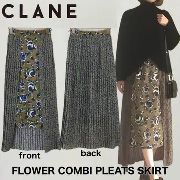 CLANE 클라네 플라워 콤비 플리츠 스커트 일본제 M 새상품급