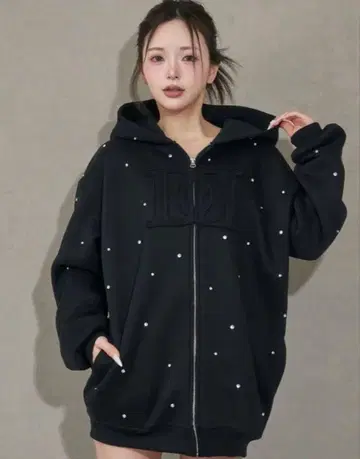 미개봉 새상품 Darich DD 로고 비쥬 지퍼 후드티 블랙