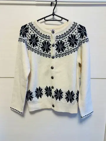 BEAMS BOY 눈꽃 패턴 니트 가디건