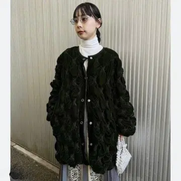 Ameri vintage 벨로아 퀼팅 블루종 블랙