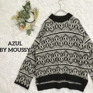 [ 아줄바이마우지 ] 기하학 패턴 니트 스웨터 루즈핏 캐주얼
