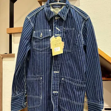 미사용 HOUSTON 스트라이프 커버올 M 네이비