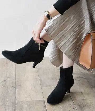 Fin 골드 백 지퍼 숏부츠