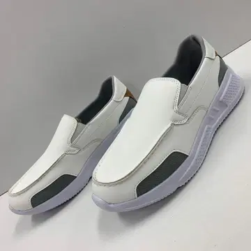 새상품 남성용 26.0cm 발수 경량 인조 가죽 슬립온 화이트 2852