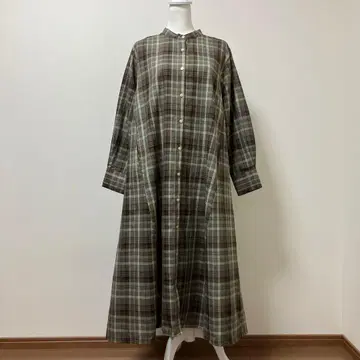 리브인컴포트 롱 원피스 체크 긴팔 가을 겨울 내추럴