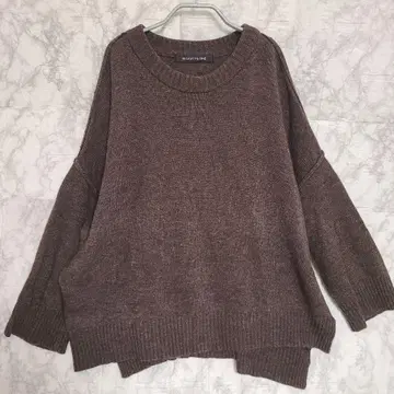 mizuiroind 크루넥 와이드 풀오버 니트 브라운