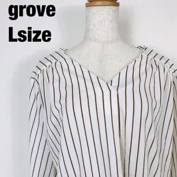 그로브 스트라이프 패턴 V넥 긴팔 셔츠 화이트 A5