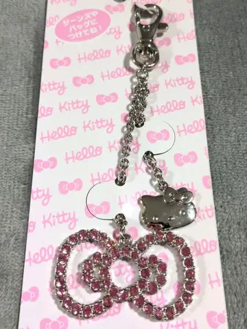 헬로키티 핑크 리본 페이스 스트랩 키링 새상품 미사용품