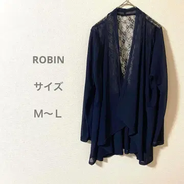 ROBIN 네이비 레이스 쉬폰 긴팔 셔츠 시어 셔츠 시원한