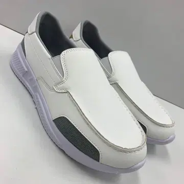 새상품 남성용 26.0cm 발수 폭넓은 인조 가죽 슬립온 화이트 2852