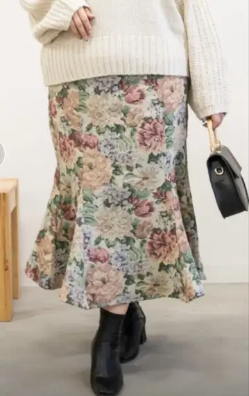 CLETTE/고블랑 머메이드 스커트/꽃무늬 플라워/4L