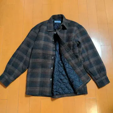 충전솜 블루종 체크 셔츠 이너 다운