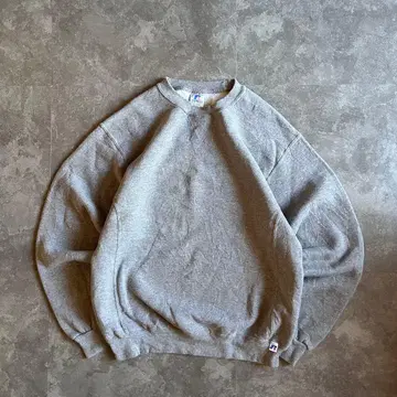 00s 러셀 애슬레틱 맨투맨 트레이닝복 그레이 M 무지 앞 V 구제 의류