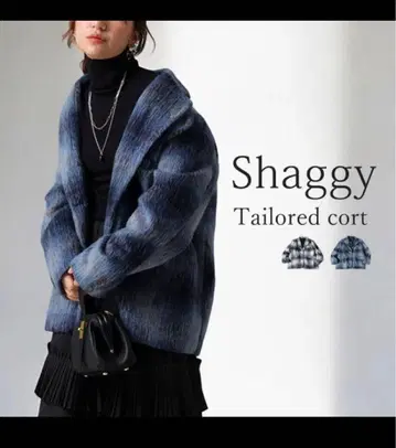 antiqua 안티카 블루 체크 테일러드 코트 원사이즈