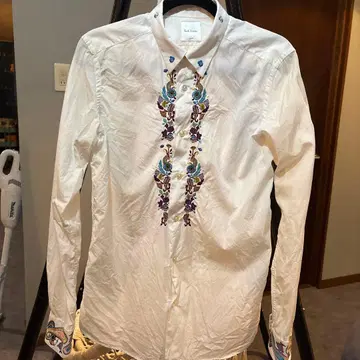 Paul Smith 자수 장식 화이트 셔츠 L