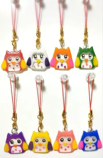 8개 올빼미 레진 스트랩 컬러풀 핸드메이드