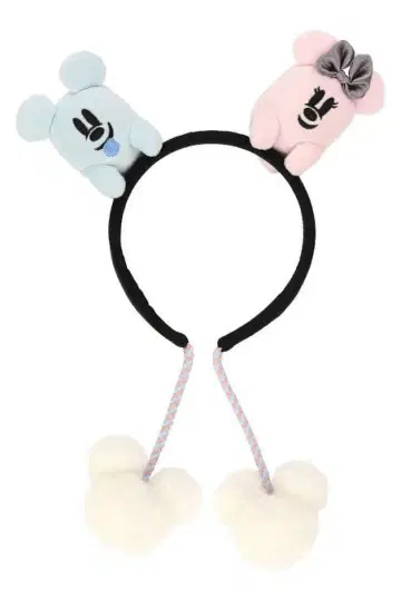 귀 달린 머리띠 파랑과 핑크